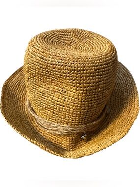 Woven Straw Traveler Hat with Rope Band - Tan